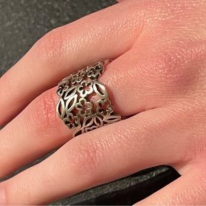 NWOT Custom artesian silver floral cigar band @8.5